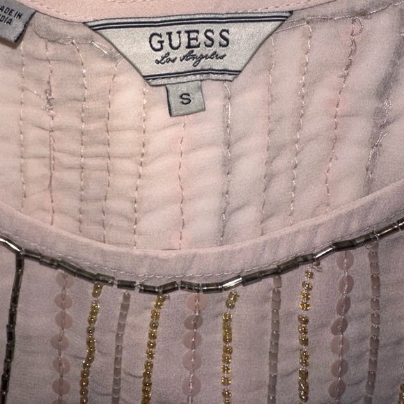 Guess Los Angelas Women’s Sheer Metallic Beaded Tank Size S Excellent Condition - Picture 4 of 5